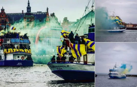 Les fans de Brøndby se déplacent en bateau à Helsingør