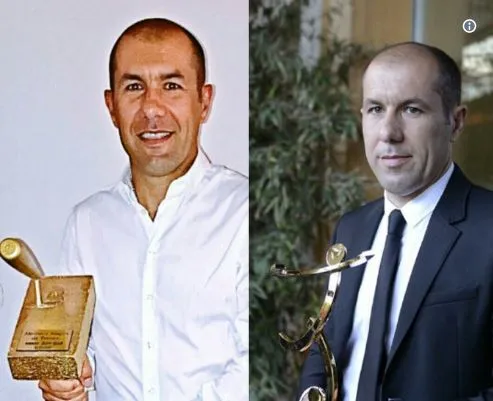 Jardim pose avec son trophée UNFP… et une truelle