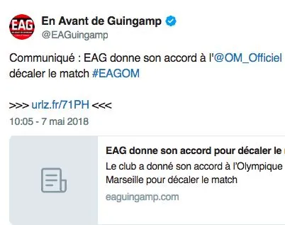 Guingamp donne son accord pour décaler le match face à l&rsquo;OM