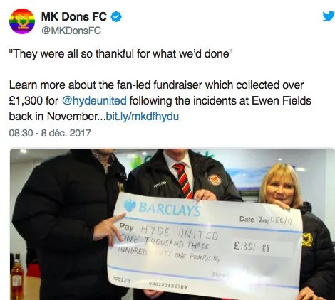 Les supporters du MK Dons aident Hyde United à réparer sa pelouse