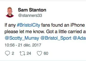 Un coach de Bristol perd son téléphone sur le terrain