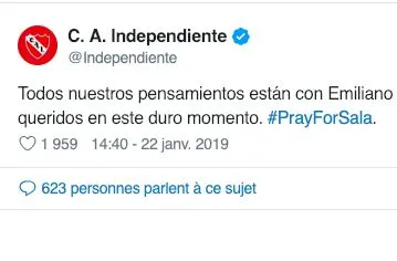 Le club argentin que supportait Sala se joint aux prières