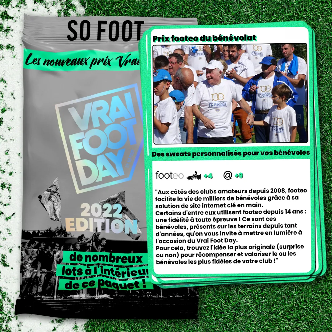 Prix «<span style="font-size:50%">&nbsp;</span>Footeo du bénévolat<span style="font-size:50%">&nbsp;</span>» au Vrai Foot Day 2022 : fêtez et récompensez les fidèles de votre club !